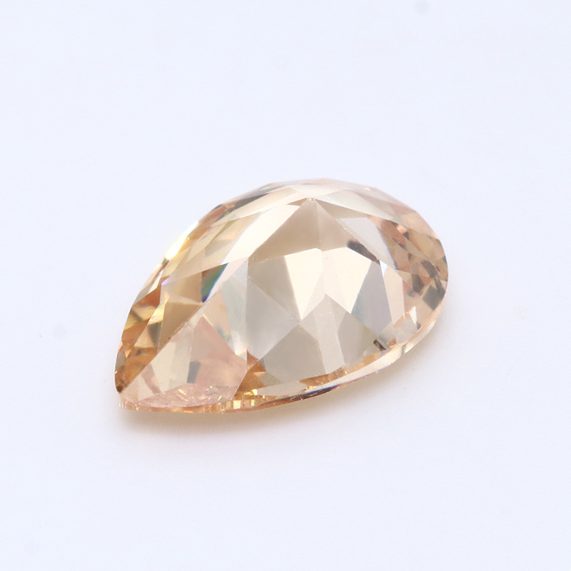 3EX D VVS Light Champagne Pear Cut Cubic Zirconia