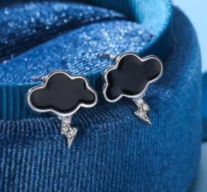 Weather Series 925 כסף סטרלינג בציפוי זהב Little Dark Clouds עגילים